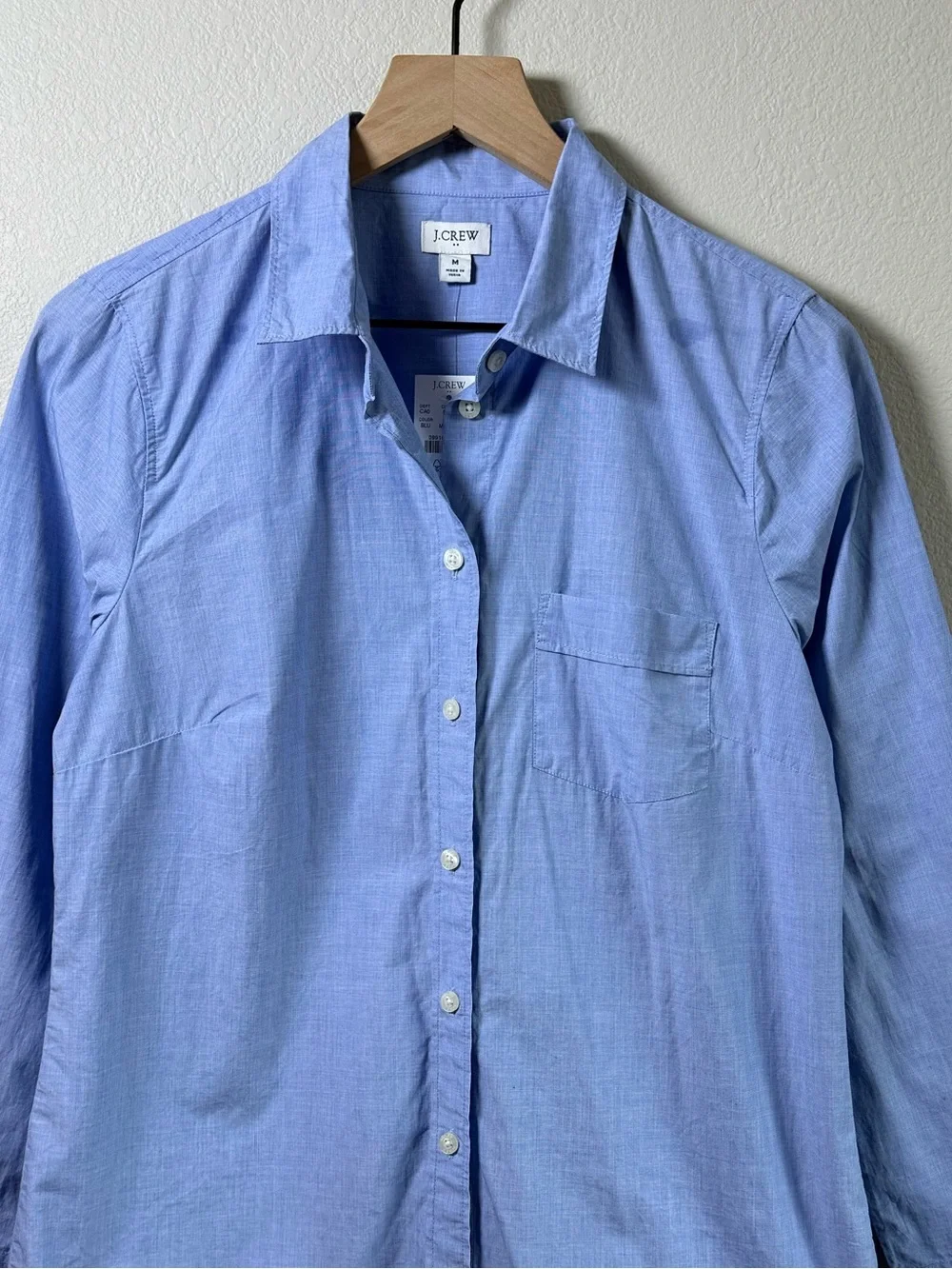 J Crew NWT Blue Signature Fit Button Up Cotton Long Sleeve Shirt AG364 Sz MED